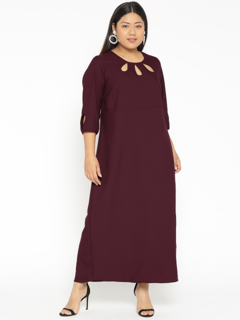 

Revolution Plus Size Women Burgundy Solid Maxi Dress