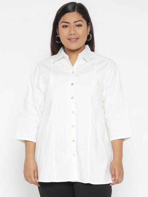 

Revolution Plus Size Women White Regular Fit Solid Casual Shirt