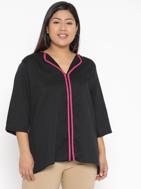 

Revolution Plus Size Women Black Solid Top