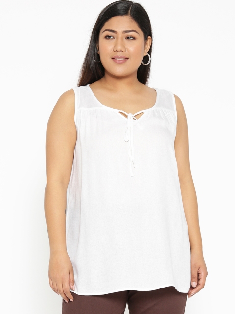 

Revolution Plus Size Women White Solid Top