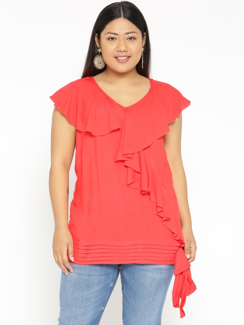

Revolution Plus Size Women Coral Pink Solid Top