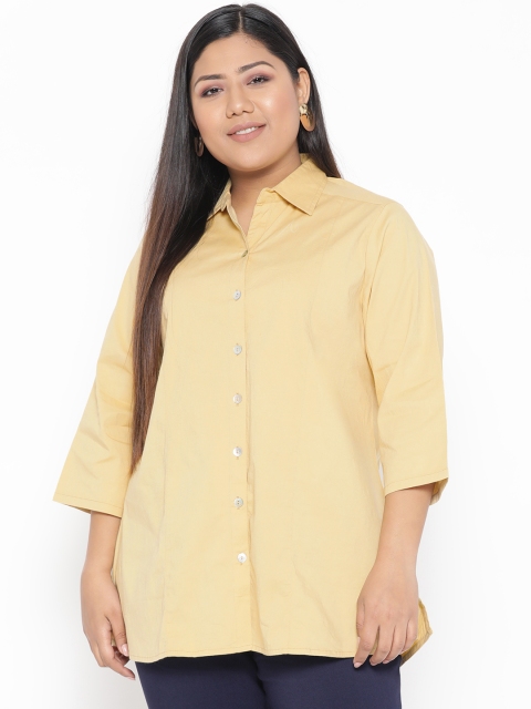 

Revolution Plus Size Women Khaki Knitted Regular Fit Solid Casual Shirt