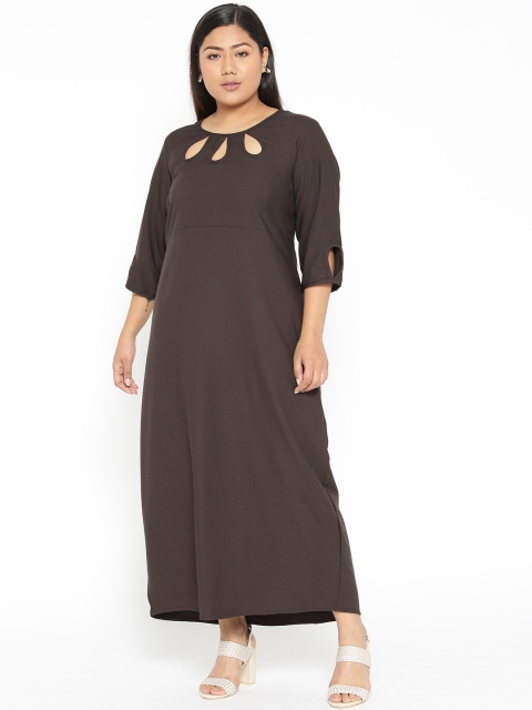

Revolution Plus Size Women Coffee Brown Solid Maxi Dress