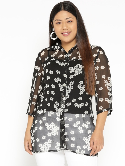 

Revolution Plus Size Women Black White Regular Fit Printed Casual Shirt