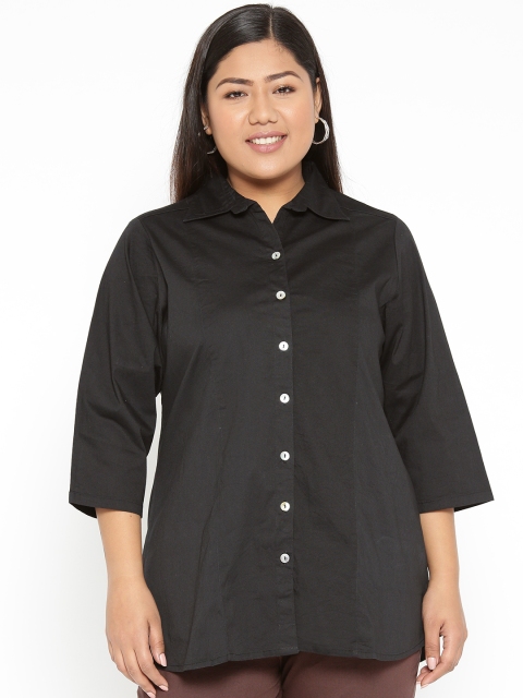 

Revolution Plus Size Women Black Regular Fit Solid Casual Shirt