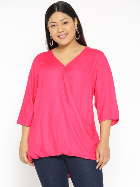 

Revolution Plus Size Women Pink Wrap Top