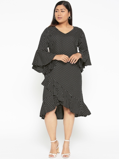 

Revolution Plus Size Women Black White Printed A-Line Dress