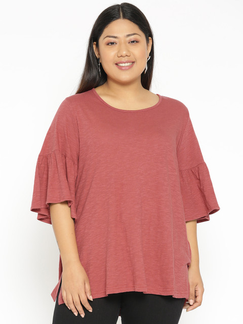 

Revolution Plus Size Women Rust Red Solid Top