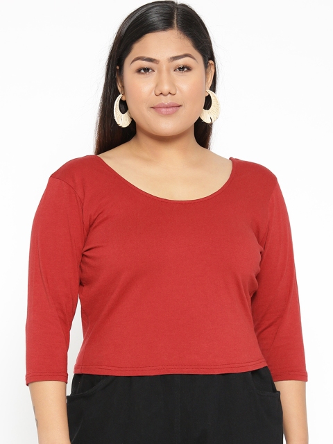 

Revolution Plus Size Women Red Solid Crop Top