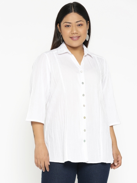 

Revolution Plus Size Women White Regular Fit Solid Casual Shirt