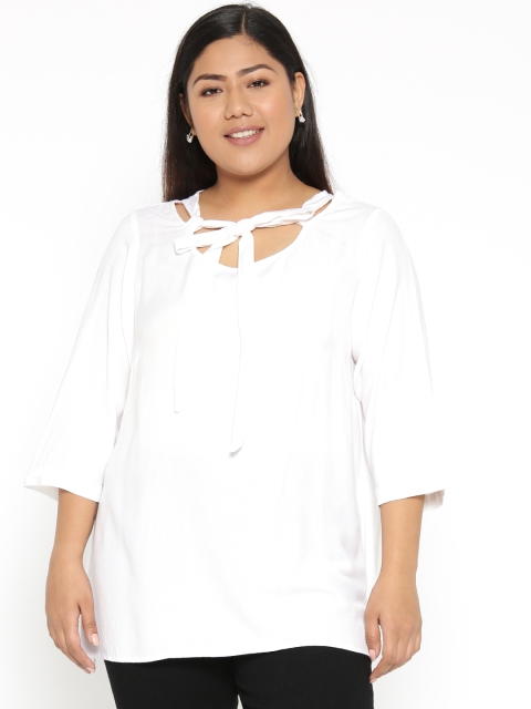 

Revolution Plus Size Women White Solid Top