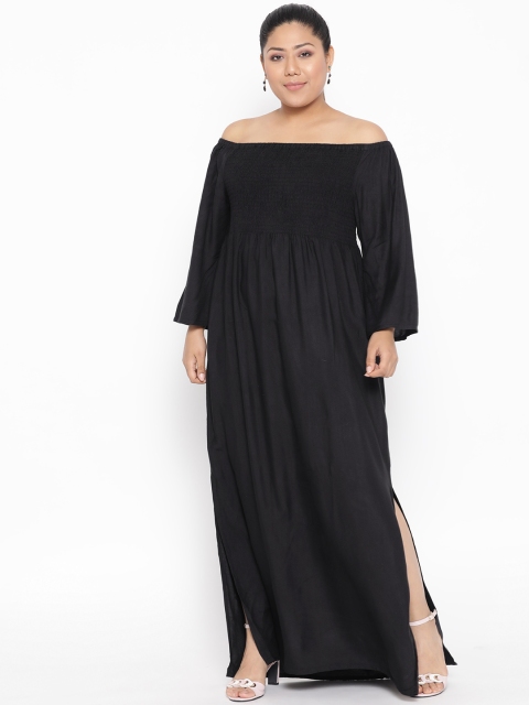 

Revolution Plus Size Women Black Solid Off-Shoulder Maxi Dress