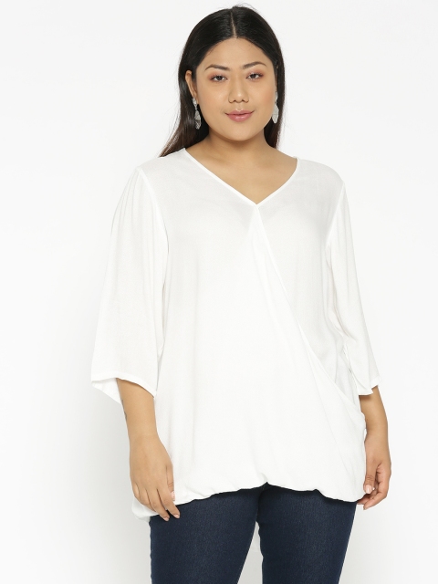 

Revolution Plus Size Women White Wrap Top