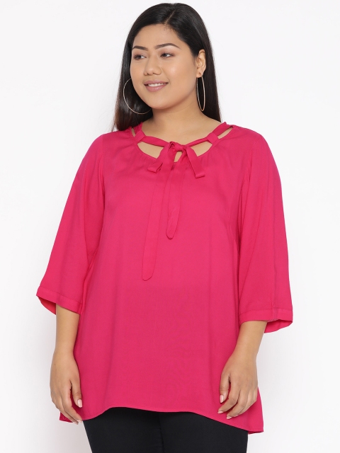 

Revolution Plus Size Women Pink Solid Top