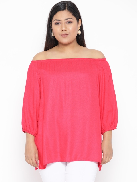

Revolution Plus Size Women Fuchsia Solid Bardot Top