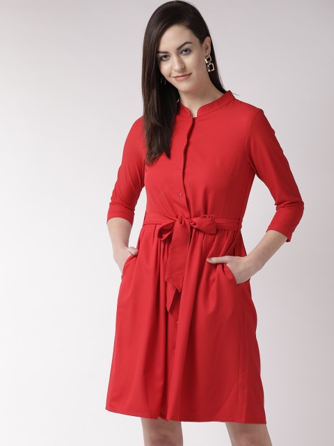 

SQew Women Red Solid A-Line Dress