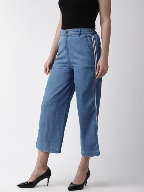 

RANGMAYEE Women Blue Regular Fit Solid Parallel Trousers