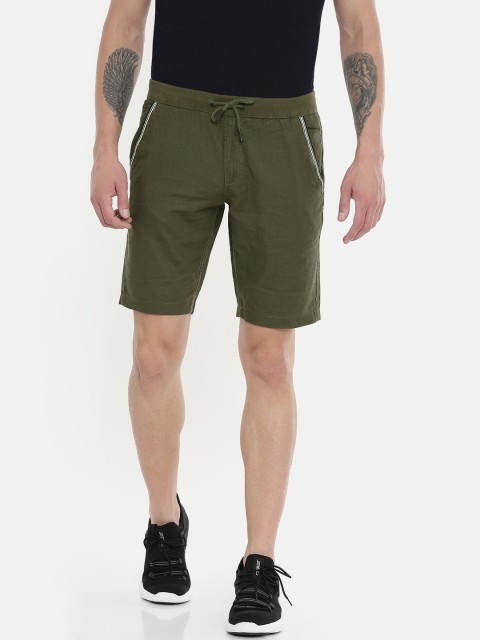 

Being Human Men Olive Green Solid Regular Fit Regular Shorts