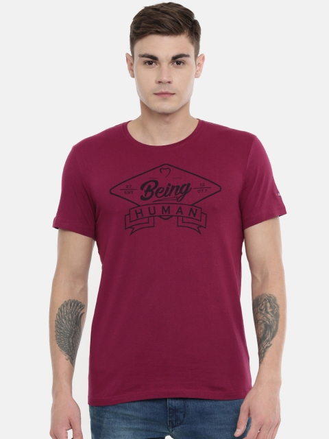 

Being Human Men Purple Printed Round Neck T-shirt