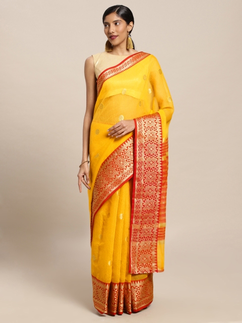 

Mitera Mustard Yellow Art Silk Woven Design Kota Saree