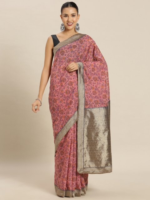 

Mitera Pink Polycotton Printed Saree