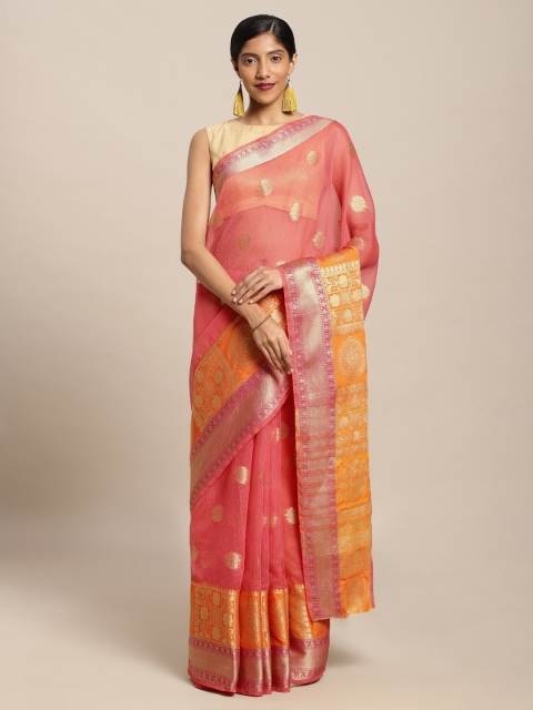 

Mitera Peach-Coloured Art Silk Woven Design Kota Saree
