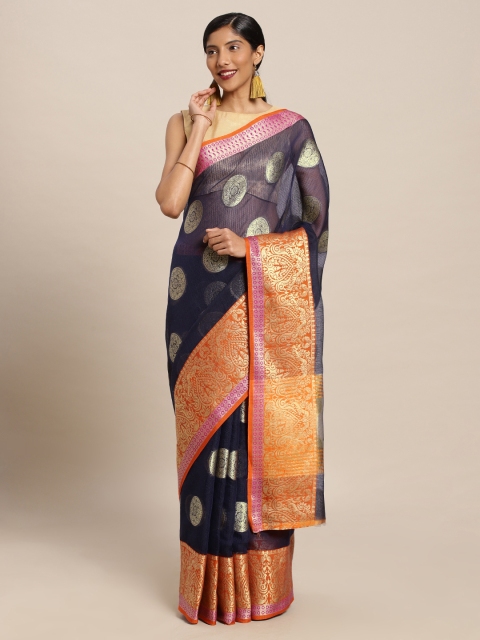 

Mitera Navy Blue Art Silk Woven Design Kota Saree