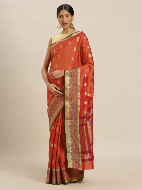 

Mitera Orange Art Silk Woven Design Banarasi Saree