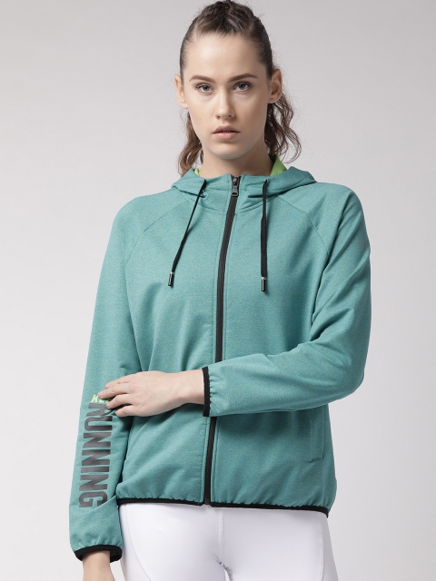 

Fitkin Women Teal Blue Self Design Running Sporty Jacket