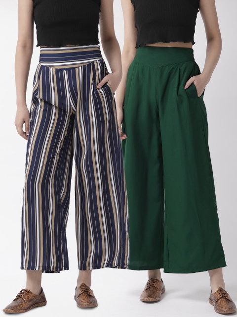 

U&F Women Pack of 2 Wide Leg Palazzos, Green