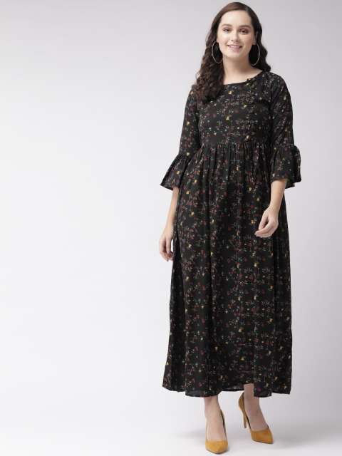 

U&F Women Black & Red Floral Print Maxi Dress