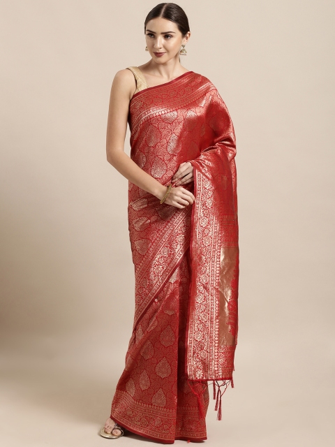 

Mitera Red & Golden Art Silk Woven Design Banarasi Saree