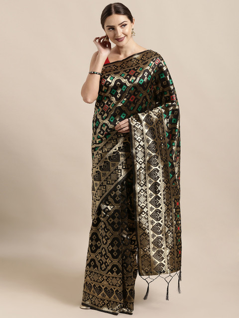 

Mitera Black & Gold-Coloured Art Silk Woven Design Banarasi Saree