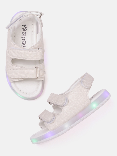 

Hoppipola Boys Off White Printed LED Sports Sandals