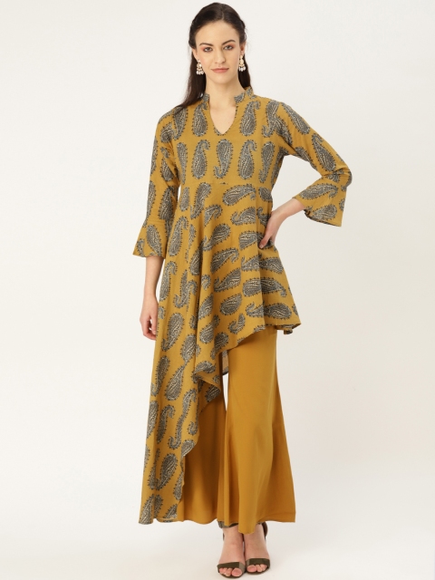 

MBE Women Mustard Yellow & Blue Printed Kurta with Palazzos