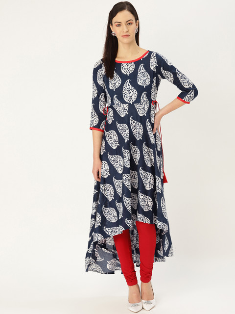 

MBE Women Blue & White Printed A-Line Kurta