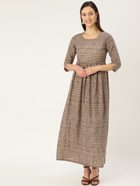 

MBE Women Brown & Beige Printed Maxi Dress