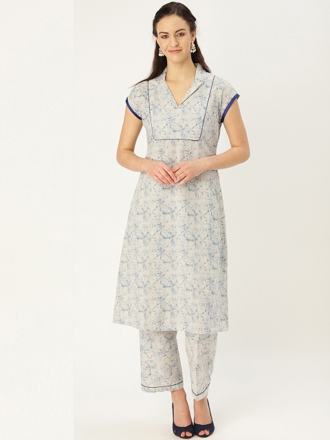 

MBE Women Grey & Blue Printed Kurta with Palazzos