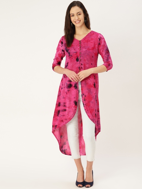 

MBE Women Pink & Black Dyed High-Low Top
