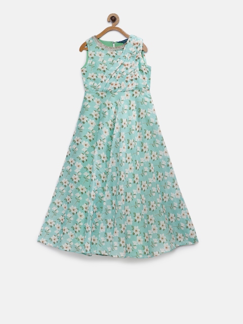 

Lil Peacock Girls Blue Floral Print Fit and Flare Dress