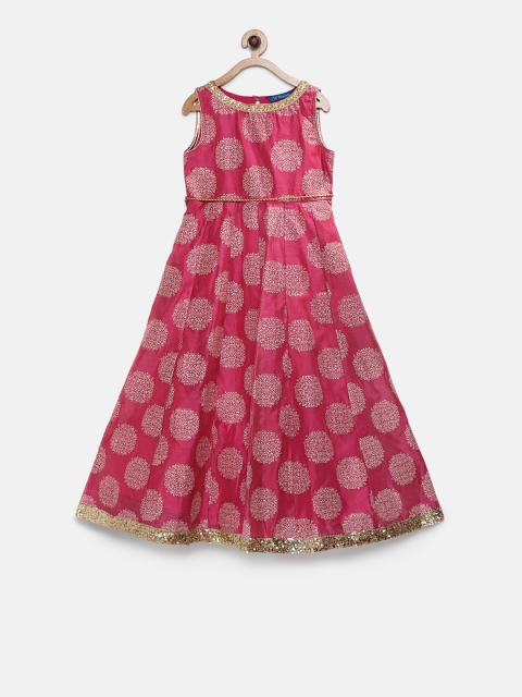 

Lil Peacock Girls Pink Printed Fit and Flare Dress