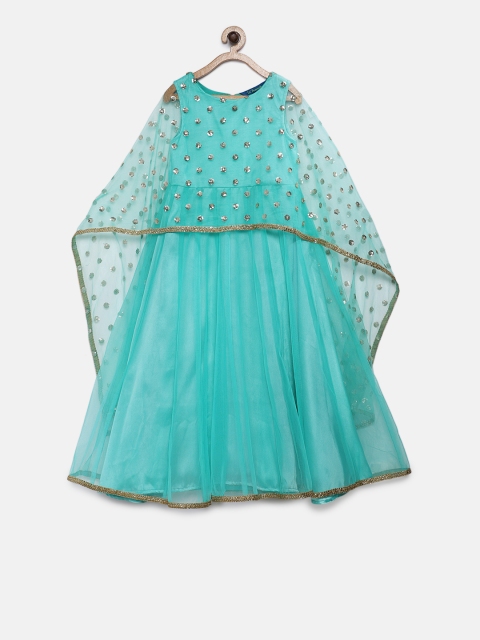 

Lil Peacock Girls Blue Embellished Fit and Flare Dress