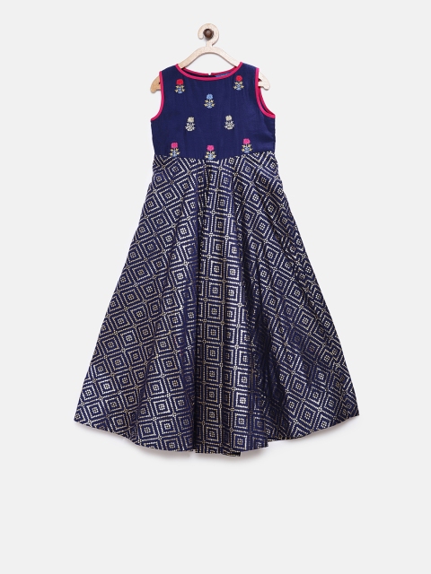 

Lil Peacock Girls Blue Embroidered A-Line Dress