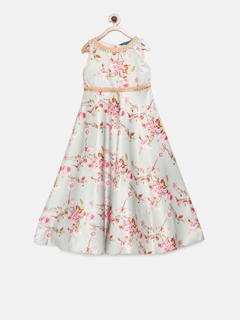 

Lil Peacock Girls Grey Floral Print Fit and Flare Dress