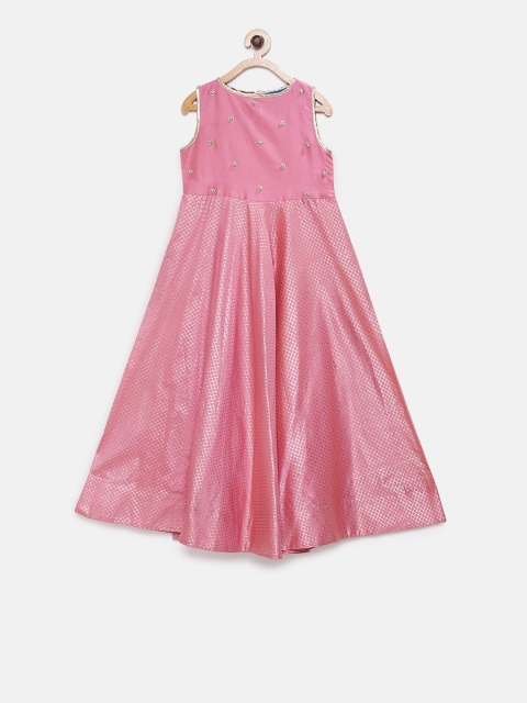 

Lil Peacock Girls Pink Embroidered Fit and Flare Dress
