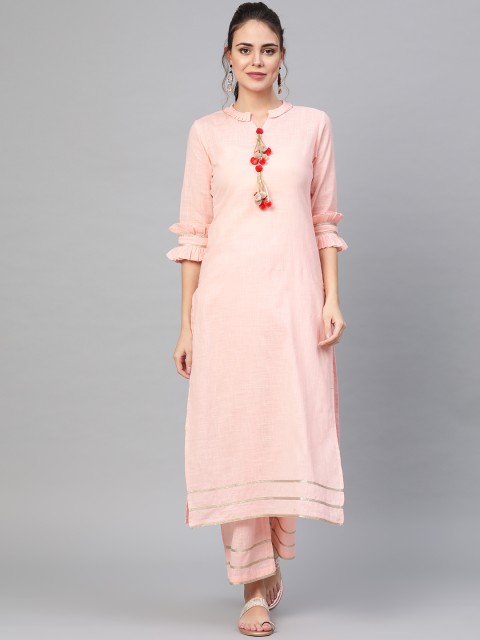 

Idalia Women Pink Solid Kurta with Palazzos