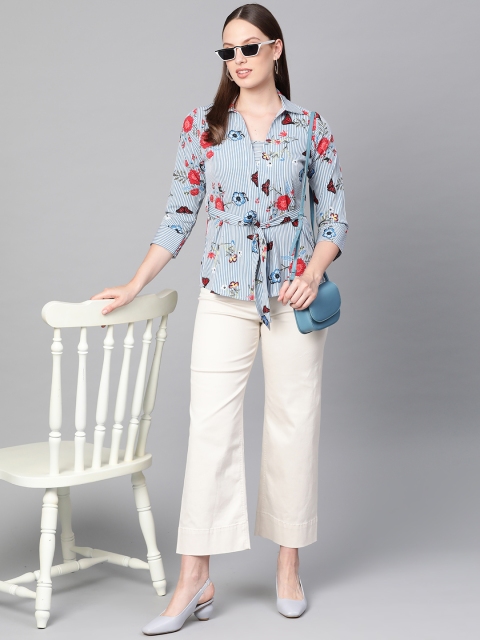 

Ives Women Blue & Red Floral Print Top