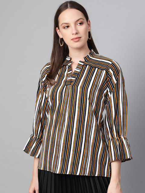 

Ives Women White & Black Striped Top