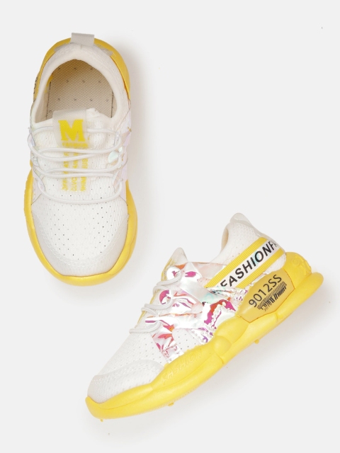 

Hoppipola Girls White & Yellow Solid Slip-On Sneakers