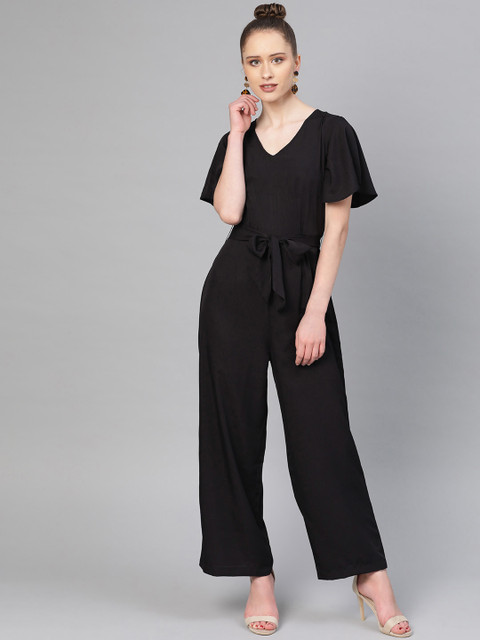 

The Vanca Women Black Solid Basic Jumpsuit